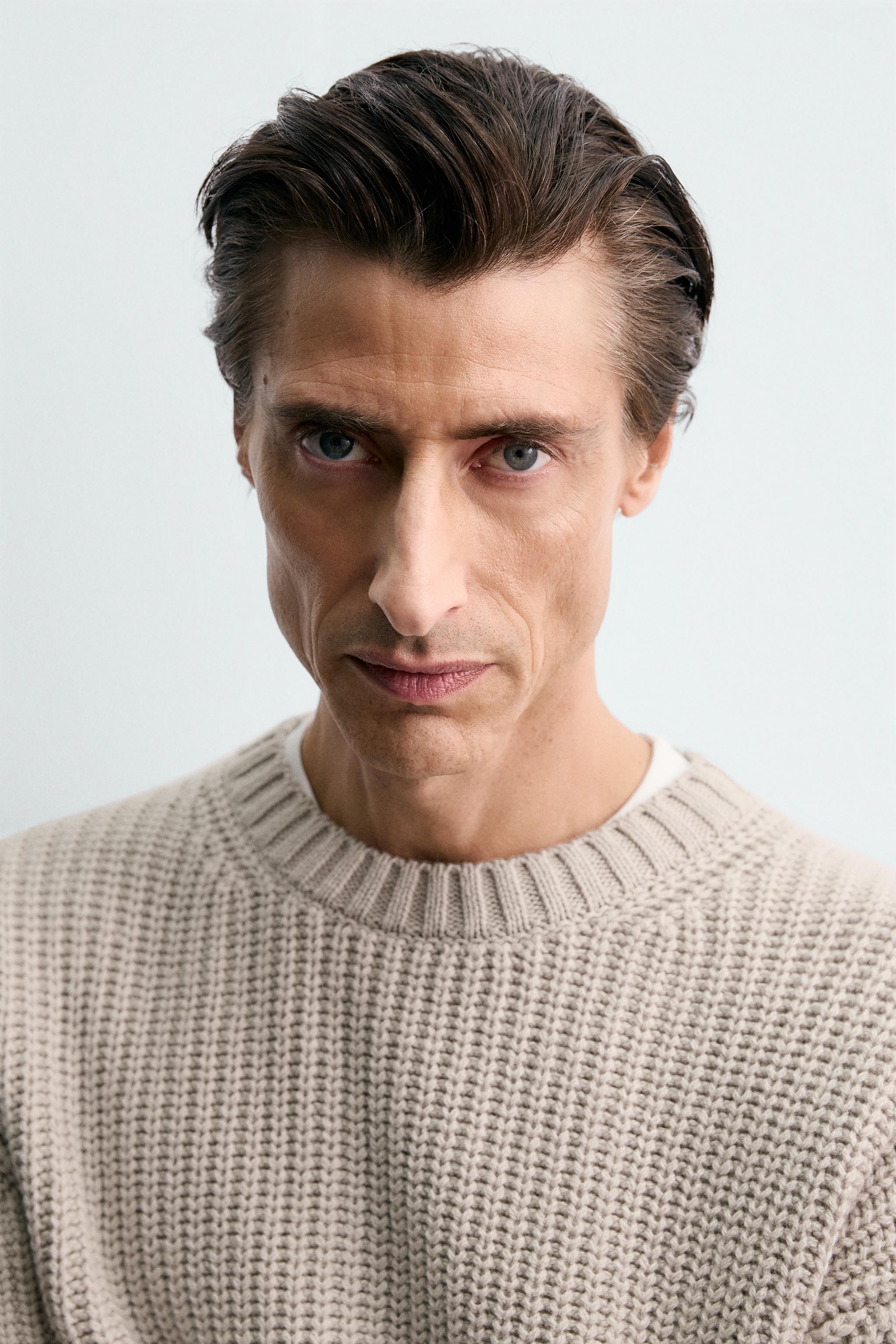 COTTON-WOOL TEXTURED SWEATER